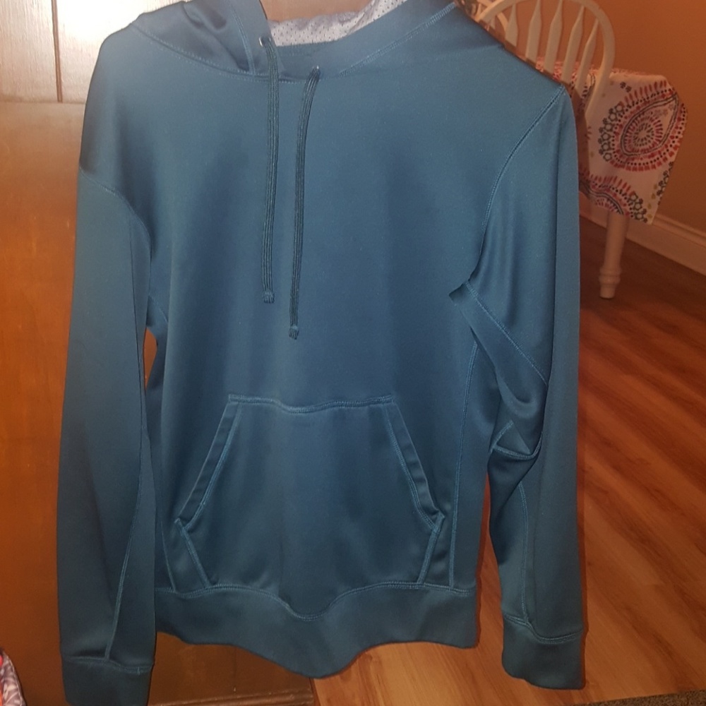 Dark teal performance fleece hoodie