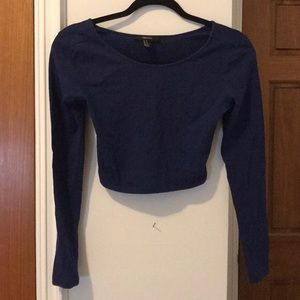 Blue, long sleeve crop top