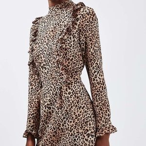 SOLD TopShop leopard print ruffle top dress