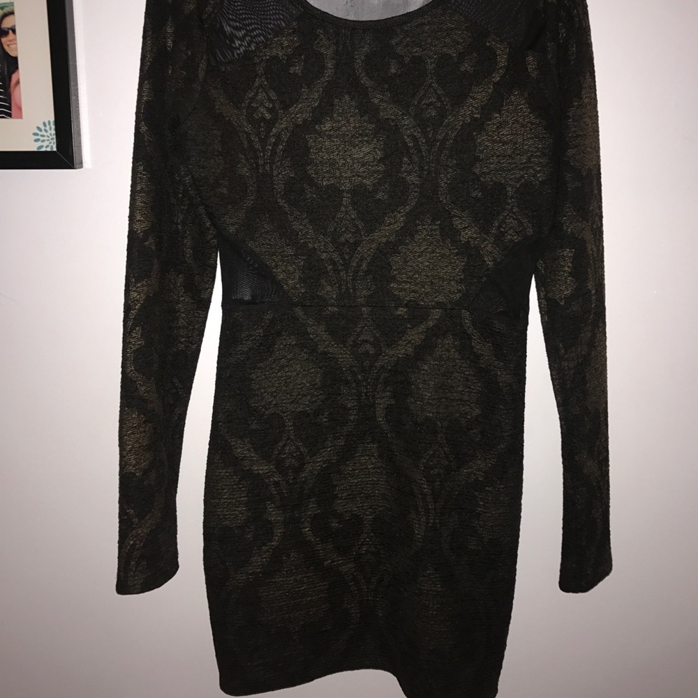 Black and Gold Printed Cocktail Dress