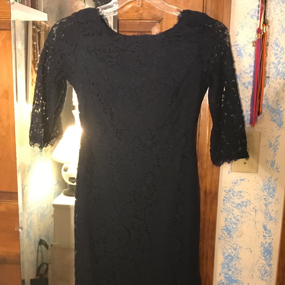 Women Lace Navy 3/4 sleeve dress
