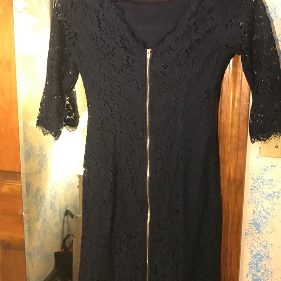 Women Lace Navy 3/4 sleeve dress - Picture 2 of 3