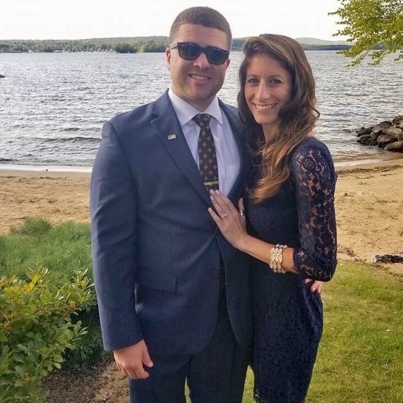 Women Lace Navy 3/4 sleeve dress - Picture 3 of 3