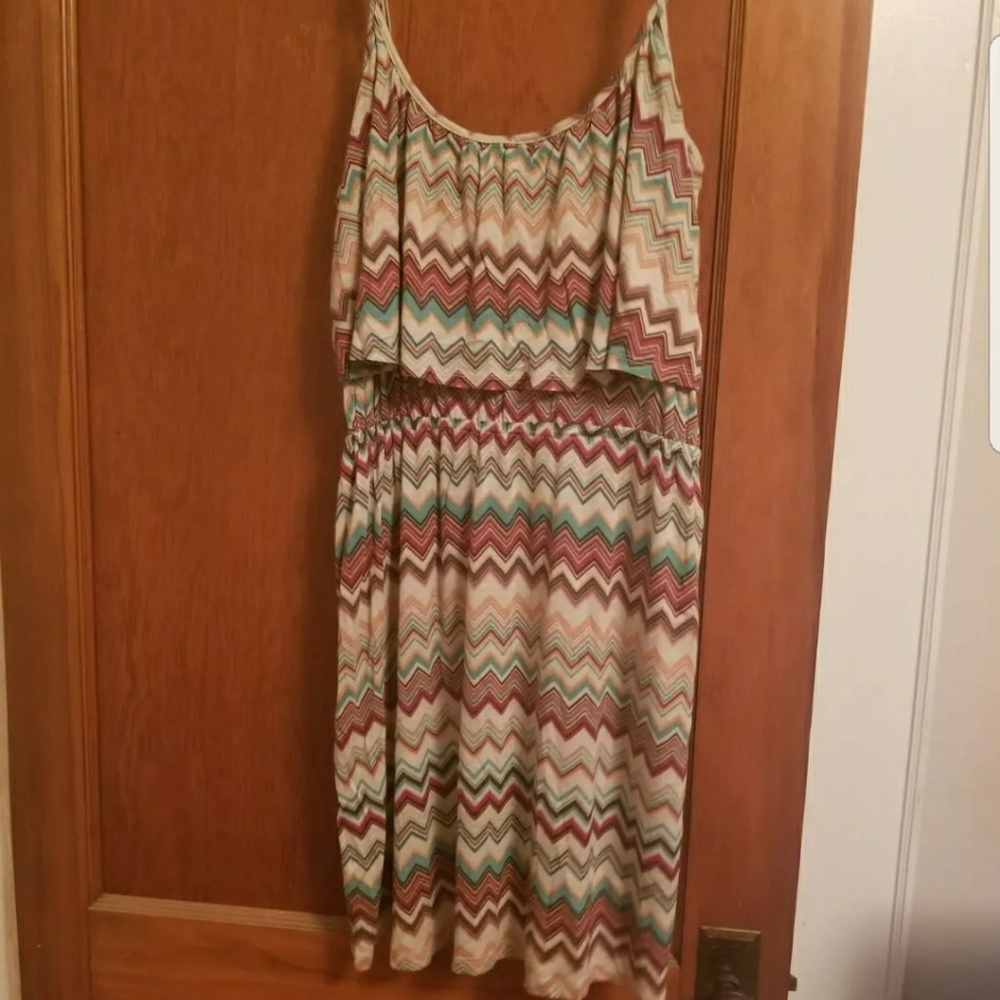 Multi-colored thin strap dress