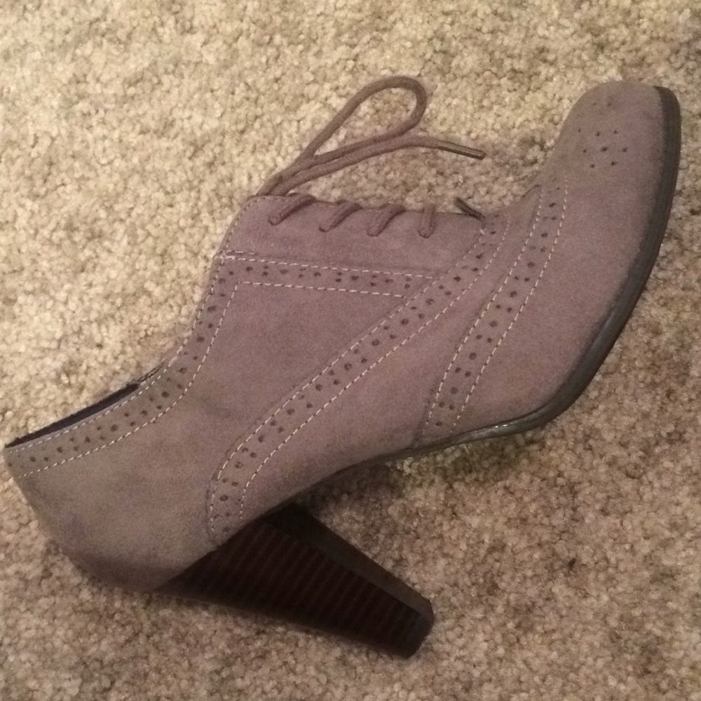 Grey heeled suede booties Size 8