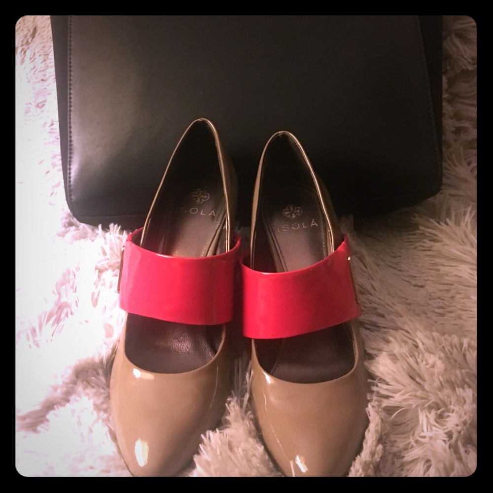 PATENT LEATHER grey/gray & pink "Stella" pump