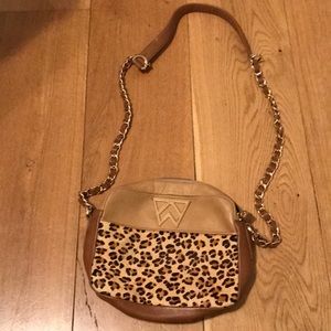 Tan and cheetah Kelly Wynne bag