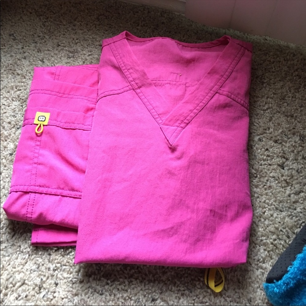 pink scrub set