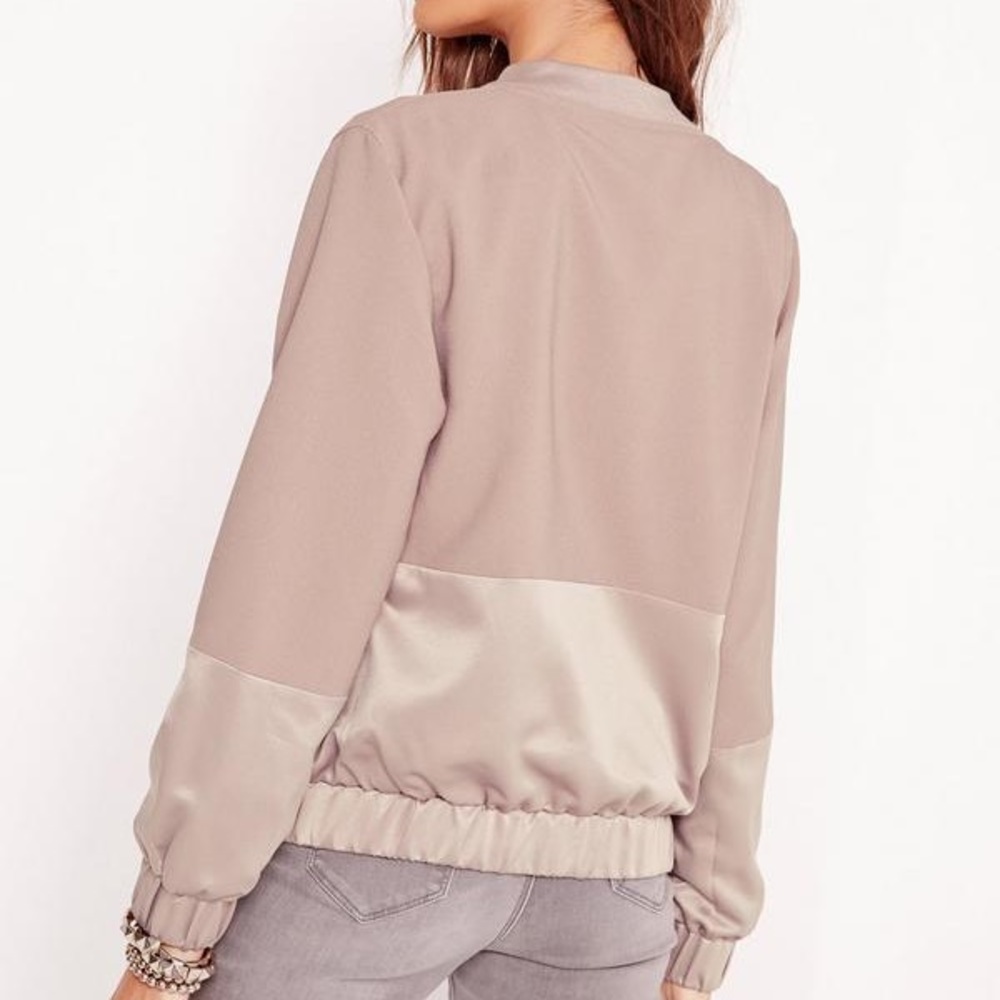 Tonal Bomber JACKET SWEATER Coat Satin Rose Gold - Picture 4 of 4