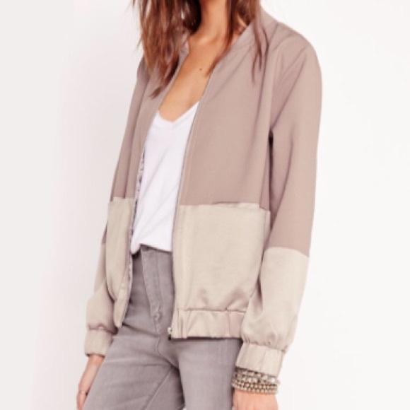 Tonal Bomber JACKET SWEATER Coat Satin Rose Gold - Picture 3 of 4