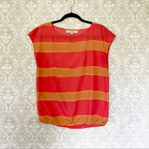 Loft bright coral and peach striped top