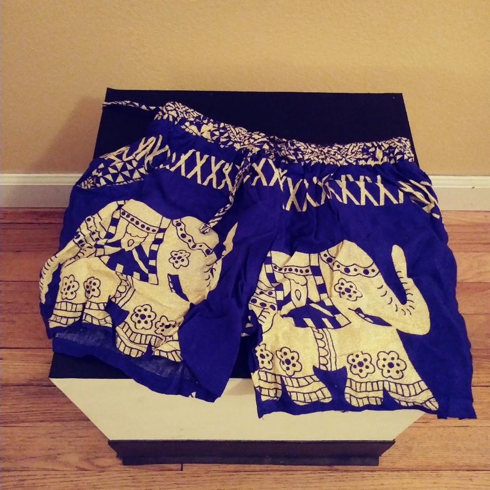 Elephant Pants Bohemian Shorts - RED and BLUE