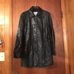 Nine West Black Soft Leather Coat