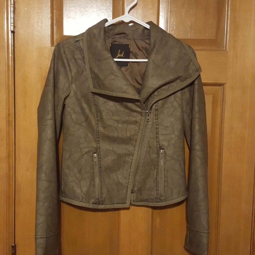 Faux Beaten Leather Jacket