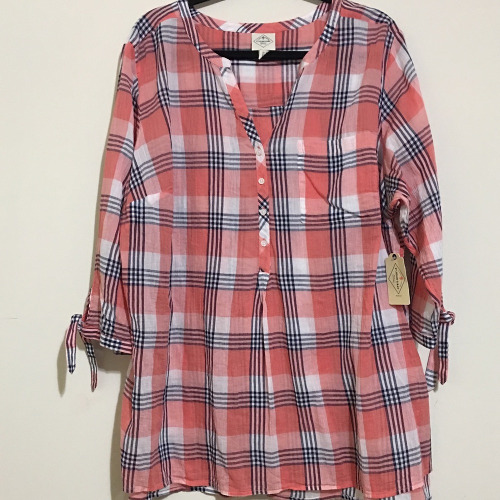 New pink plaid top