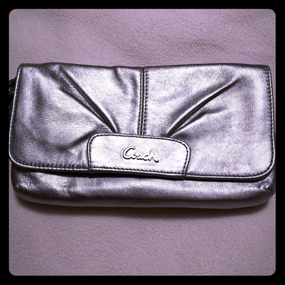 Coach silver wristlet