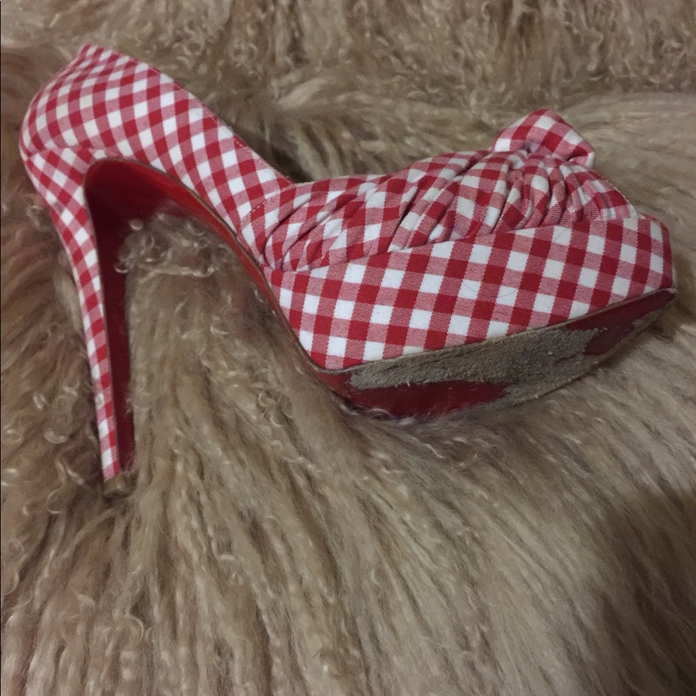 Red white check Louboutin heels - Picture 2 of 2