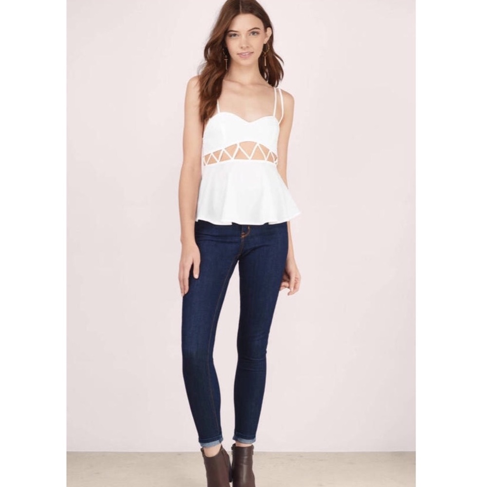 Tobi White Peplum Tank