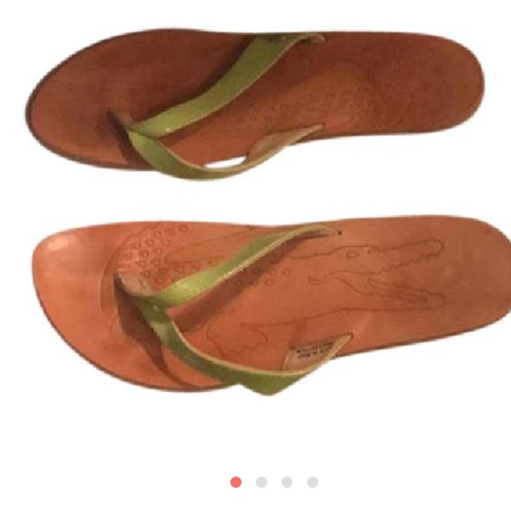 Green Lacoste flip flop