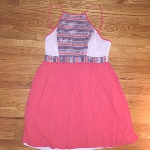 Coral geometric dress