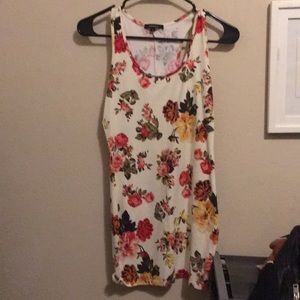 Tight white floral mini dress