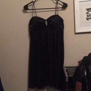 Black mesh and opaque dress