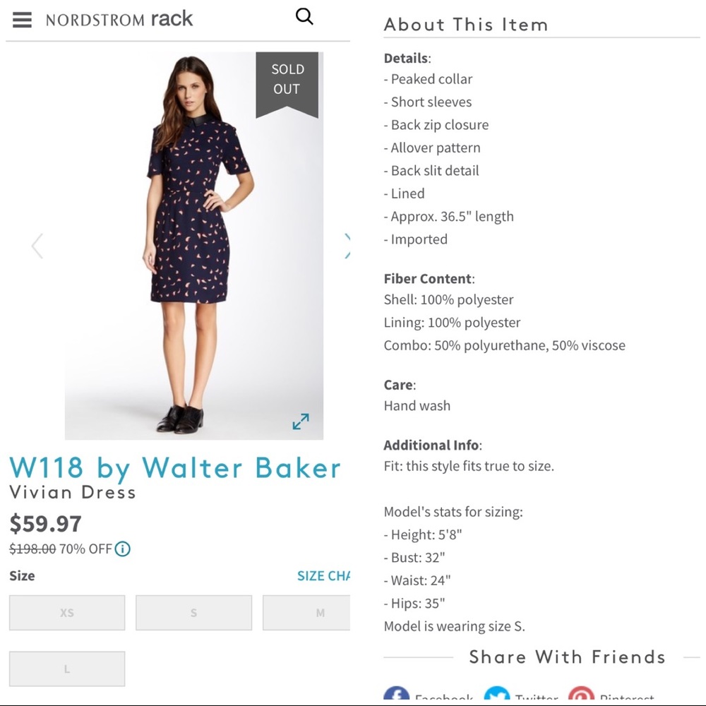 W118 NWT Navy Vivian Dress; Abstract Bird - Picture 4 of 8