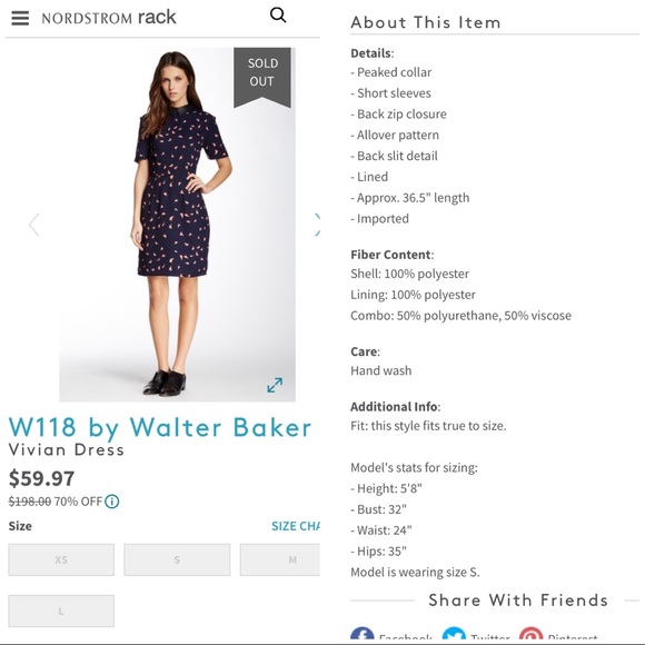 W118 NWT Navy Vivian Dress; Abstract Bird - Picture 4 of 8