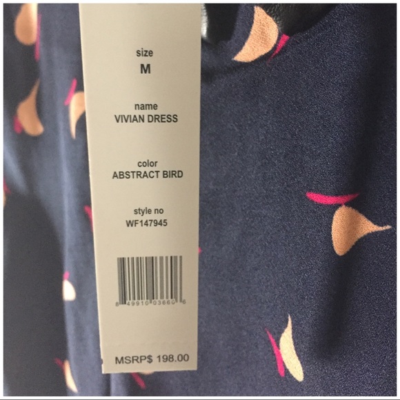 W118 NWT Navy Vivian Dress; Abstract Bird - Picture 6 of 8