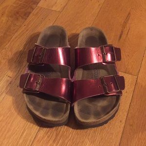 Birkenstock Maroon Metallic Arizona Sandals