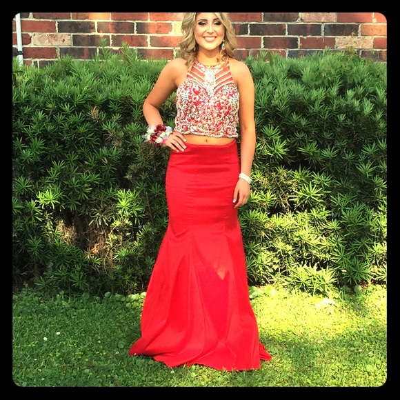 Red Two Piece Dress - Picture 1 of 1