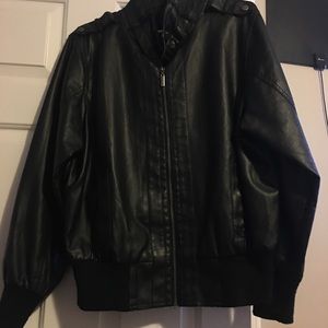 Faux leather motorcycle jacket