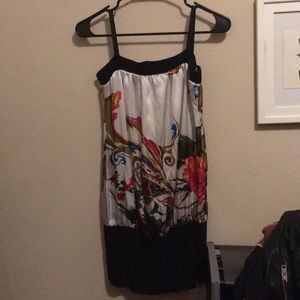 White and black oriental print dress