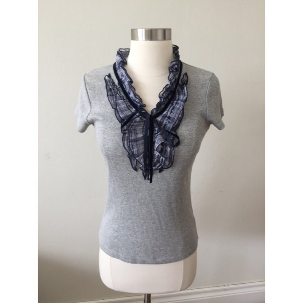 Career Pullover plaid print ribbed Top