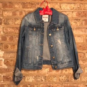 Distressed denim jacket