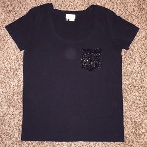 Kate Spade Black Sequin Pocket Tee Kate Spade Black Sequin Pocket Tee