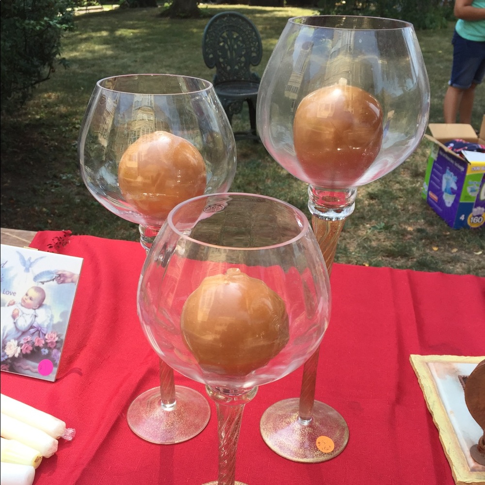 Set of three candle holders