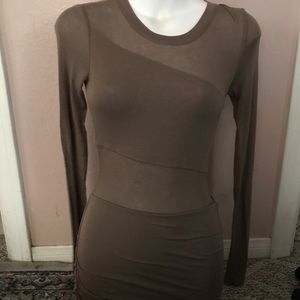 BCBGMAXAZRIA dress body con long sleeve sheer