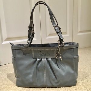 Authentic Coach patent leather grey bag - EUC