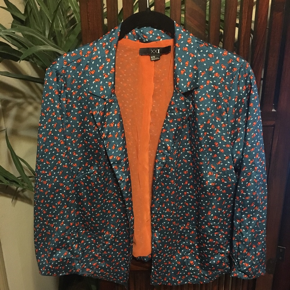 Forever 21 Green and Polka Dot Blazer Size M