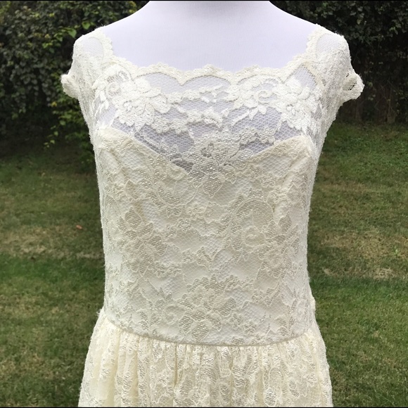 Badgley Mischka Dress 10 Lace Ivory Flowy Skirt - Picture 2 of 6