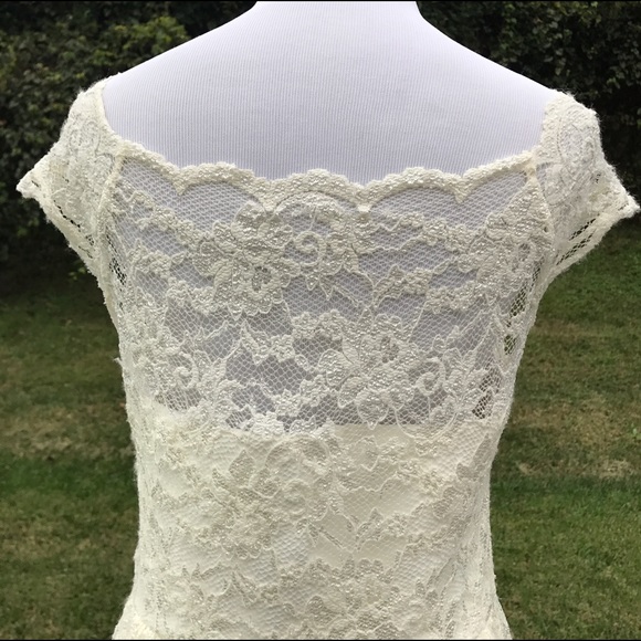 Badgley Mischka Dress 10 Lace Ivory Flowy Skirt - Picture 5 of 6