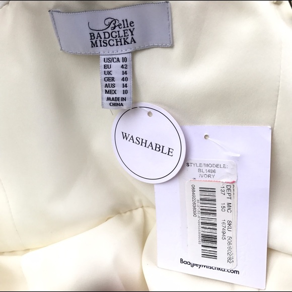 Badgley Mischka Dress 10 Lace Ivory Flowy Skirt - Picture 6 of 6