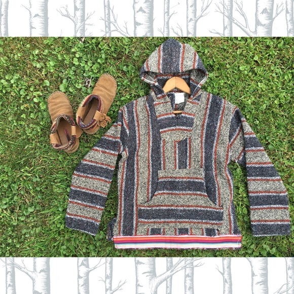 franks textiles Tops - 🌵Vintage One of a Kind Baja Falsa Blanket Hoodie