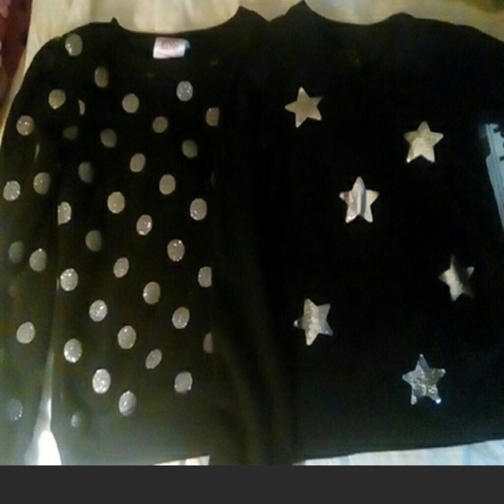 Set of girls black long sleeved tees with sparkles