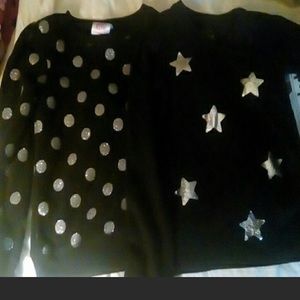 Set of girls black long sleeved tees with sparkles