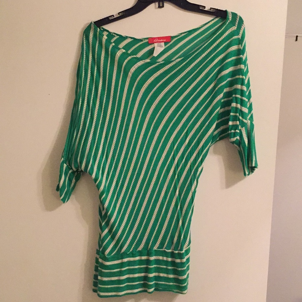 Green and white stripes shirt