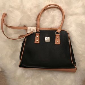 I Medici Italian Leather black and Tan Handbag