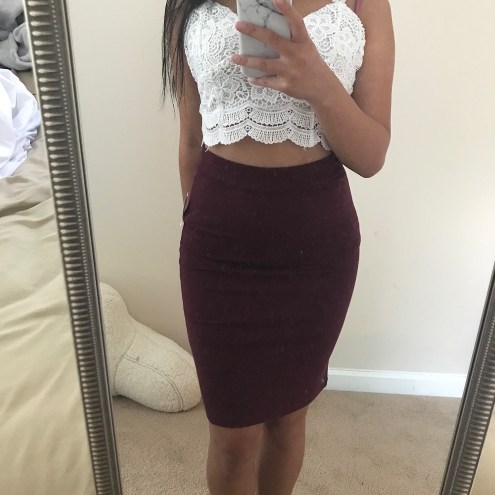 Burgundy Bodycon Skirt