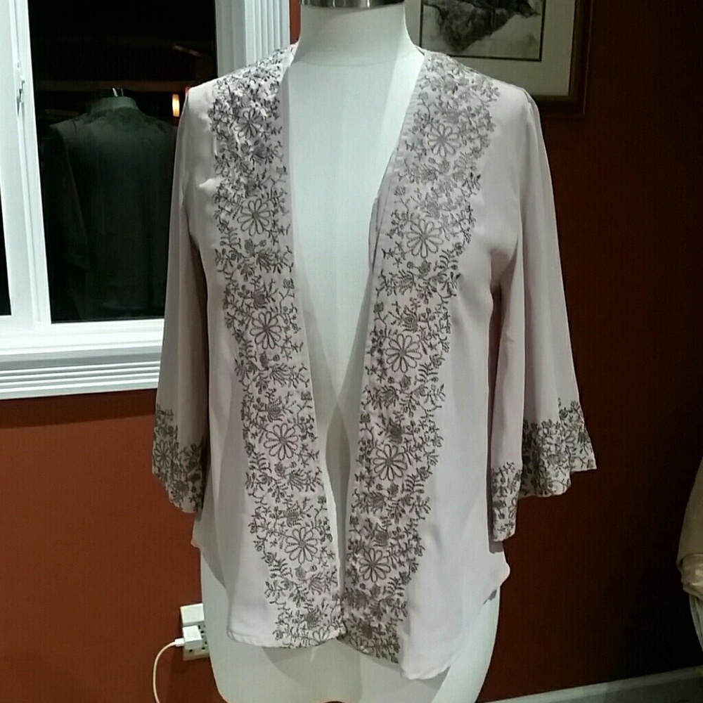 Sabine pale pink embroidered cardigan
